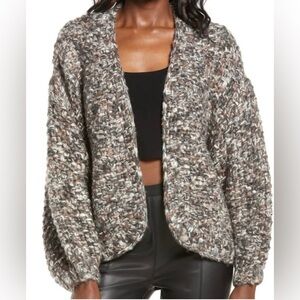 NWT Blank NYC Marled Knit Puff Sleeve Open Front Cardigan Size XS